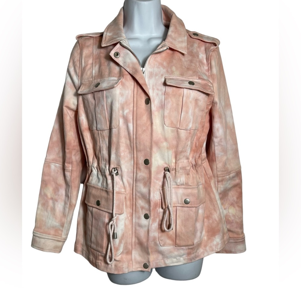 NWT Eden Society size medium pink & white tie dye‎ cargo jacket PERFECT 🩷🩷